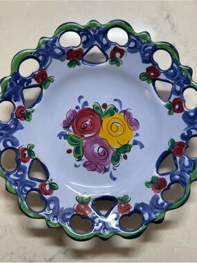 Vintage Vestal Alcobaca Portugal Handpainted Ceramic Decorative Plate